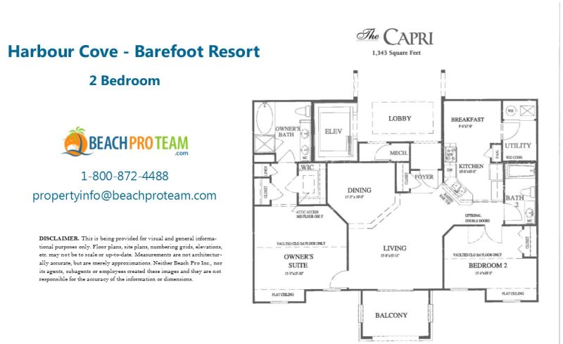 Barefoot Resort - Harbour Cove Capri Floor Plan - 2 Bedroom